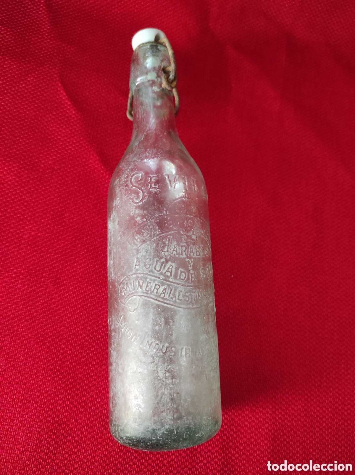Botellas antiguas: Botella de gaseosa marca SEVILLA 1908 - Foto 1