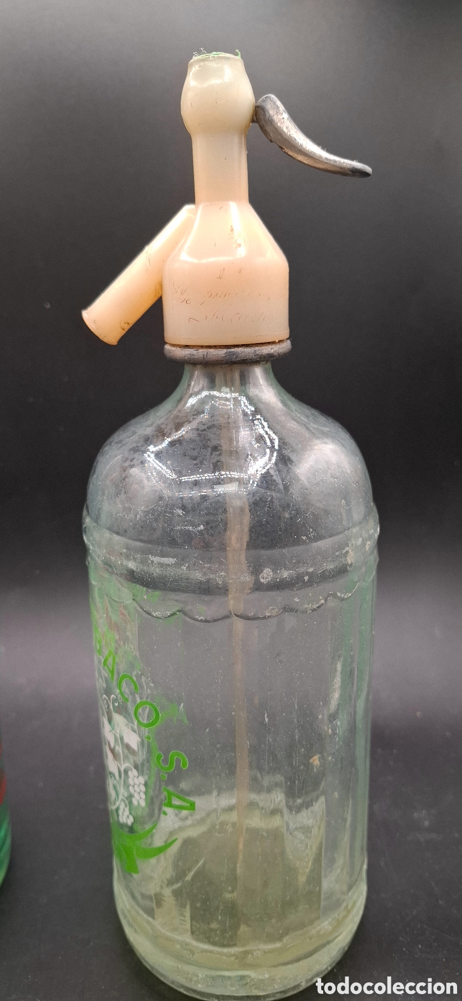 Botellas antiguas: Sif&oacute;n el laurel de Baco S.A. Madrid. - Foto 2