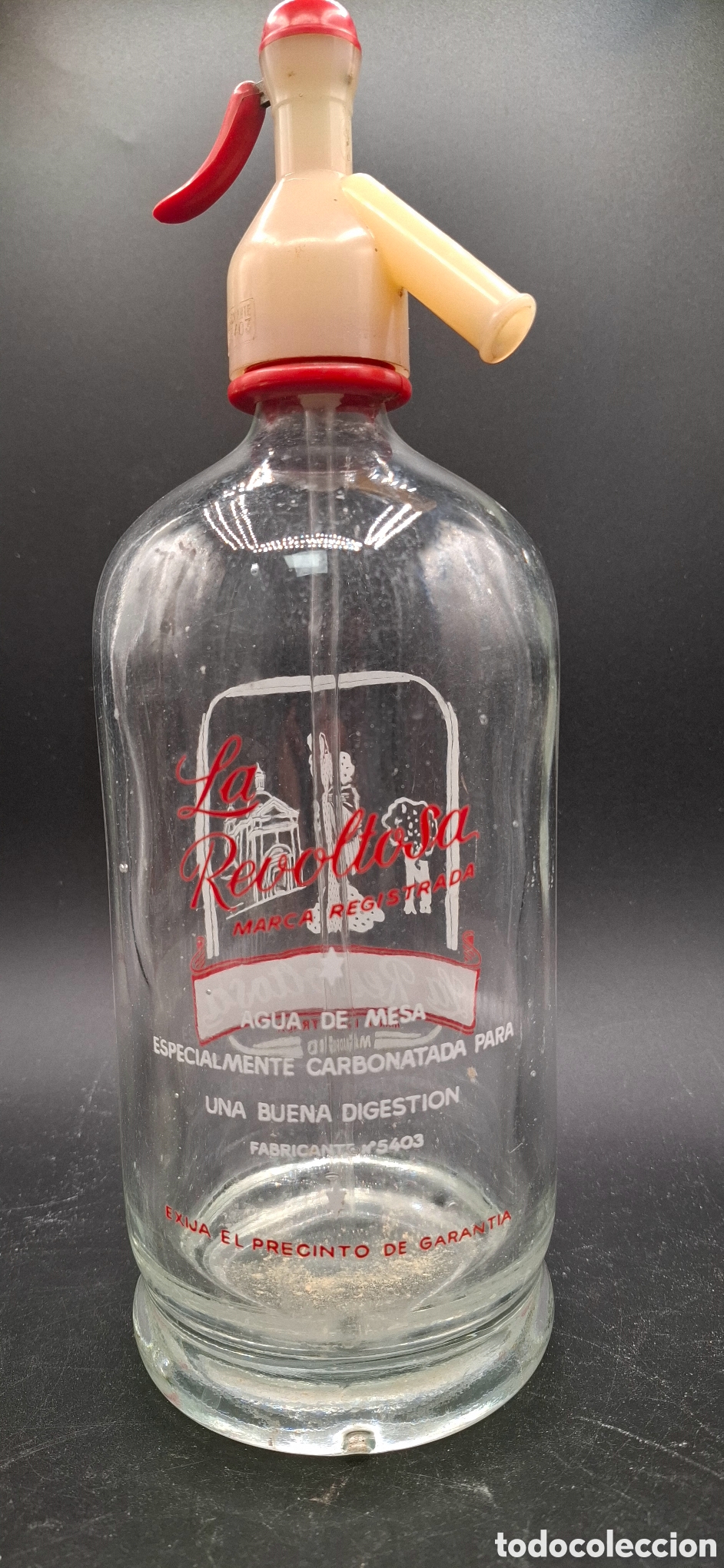 Botellas antiguas: Botella sif&oacute;n la revoltosa madrid - Foto 2