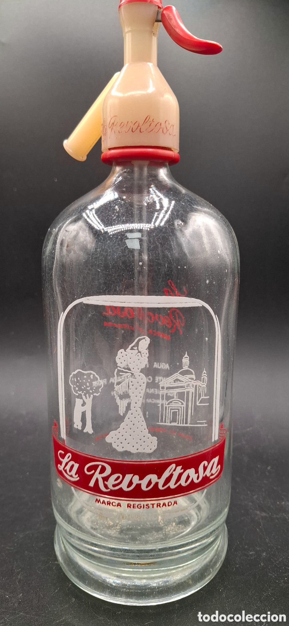 Botellas antiguas: Botella sif&oacute;n la revoltosa madrid - Foto 1