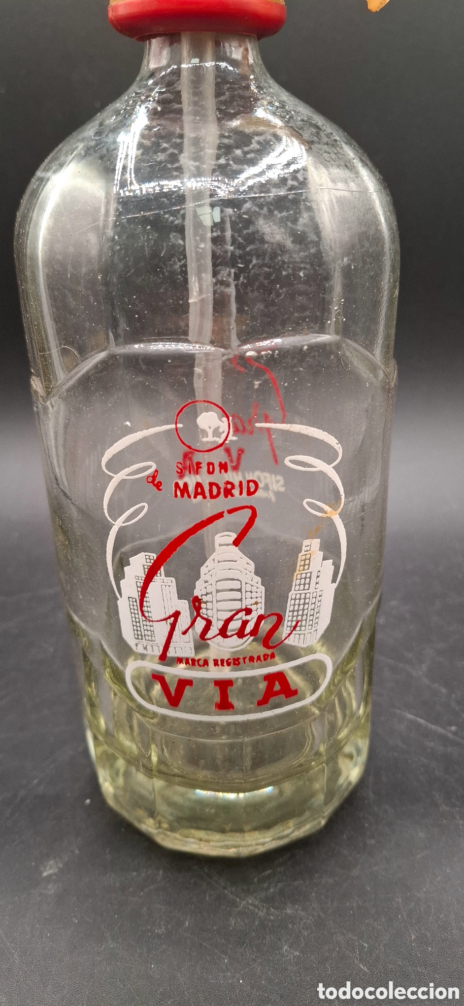 Botellas antiguas: Botella sif&oacute;n raro. Gran V&iacute;a Madrid - Foto 2