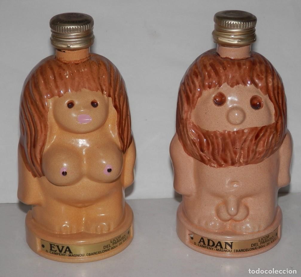 Botellas antiguas: DOS BOTELLAS DEL LICOR DEL PARAISO - Foto 1