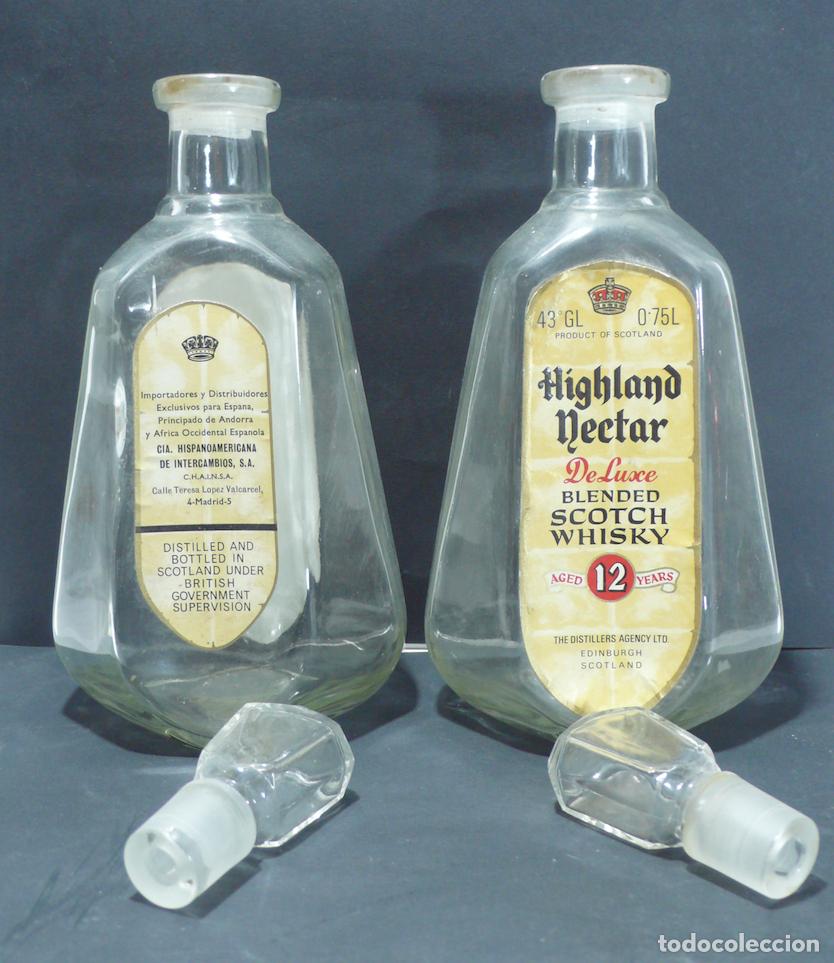 Botellas antiguas: PAREJA DE BOTELLAS DE CRISTAL - Foto 3