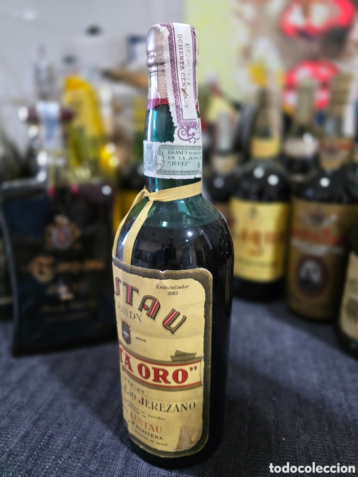 Botellas antiguas: Botella brandy Lustau. 80 centimos - Foto 3