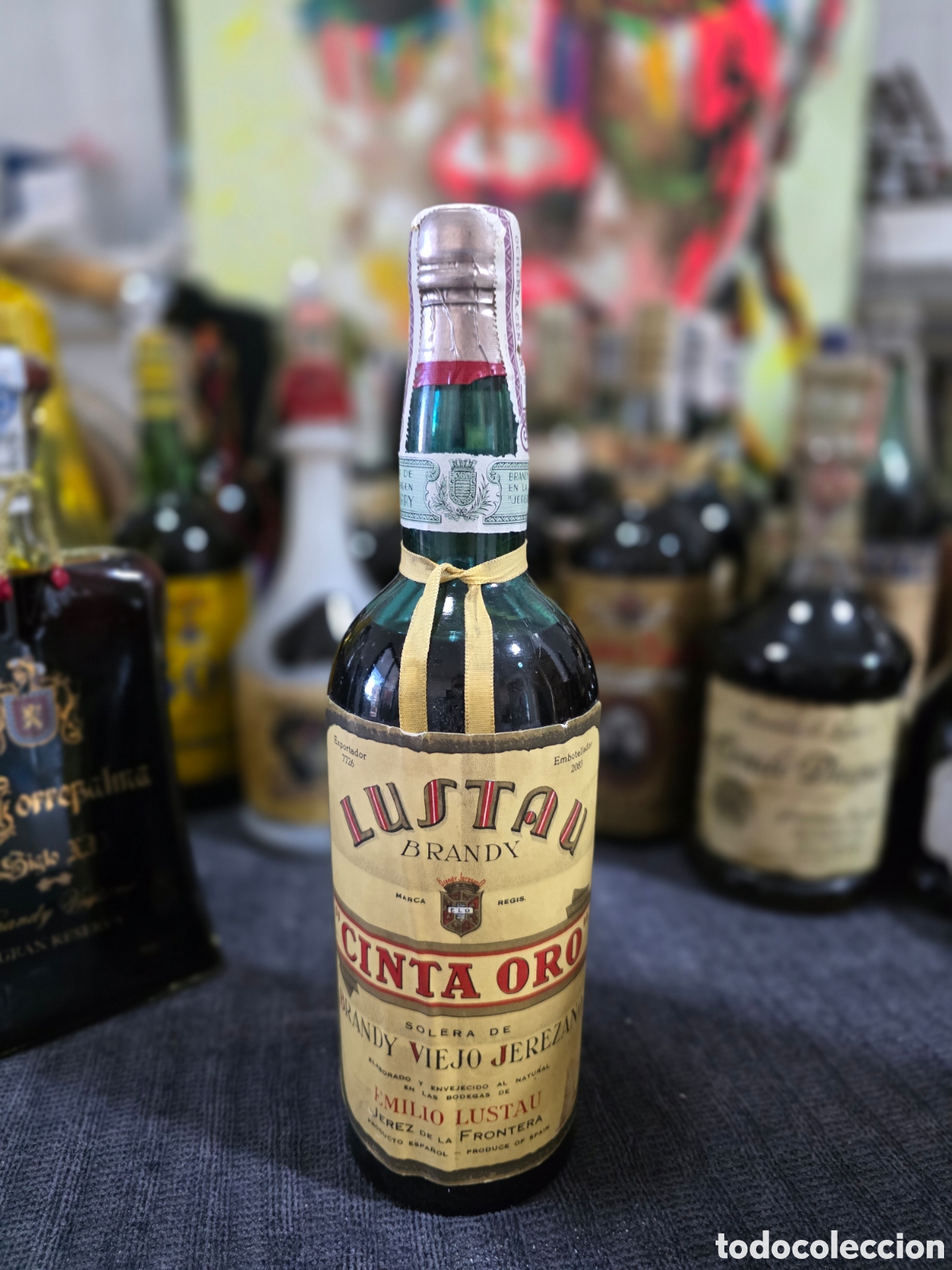 Botellas antiguas: Botella brandy Lustau. 80 centimos - Foto 1