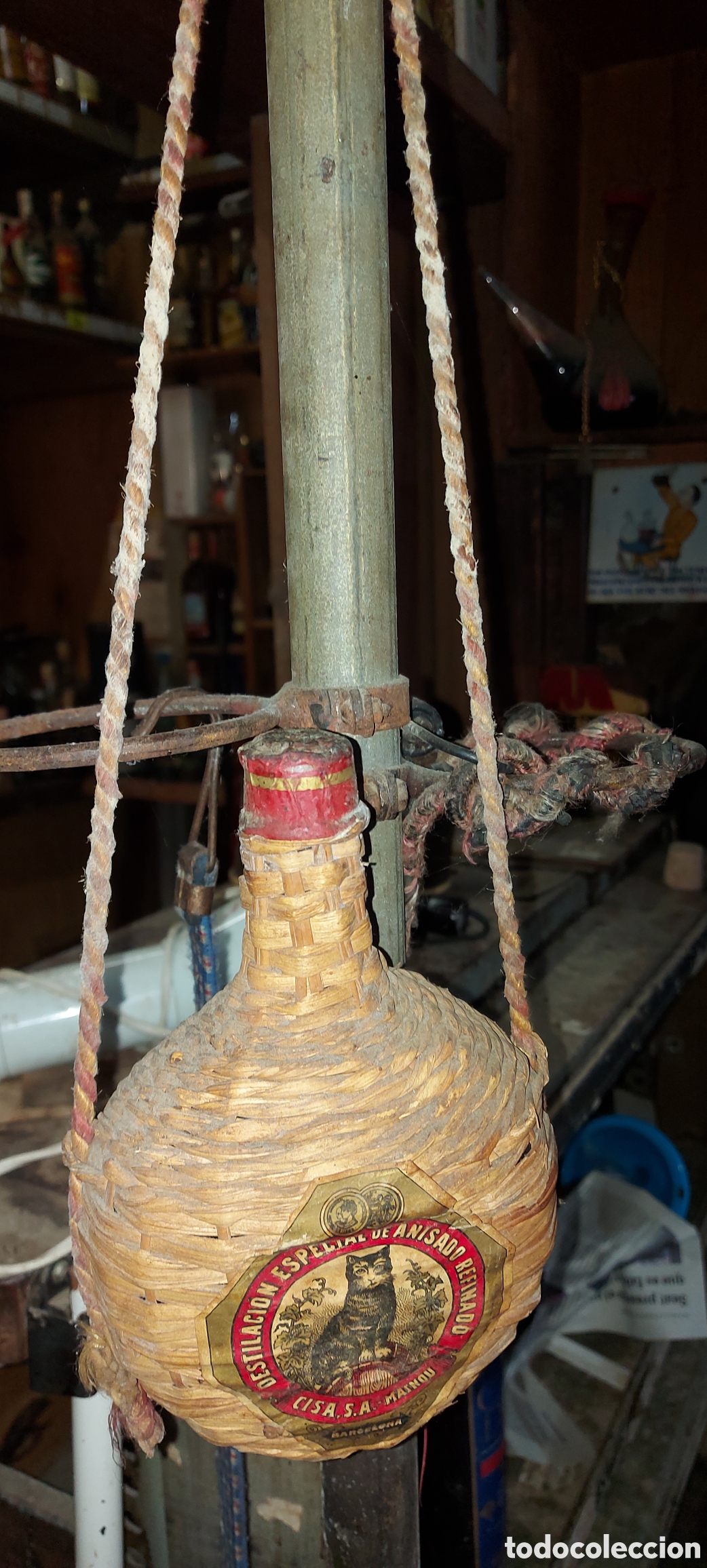 Botellas antiguas: PEQUE&Ntilde;A GARRAFA DE ANISADO REFINADO - Foto 2