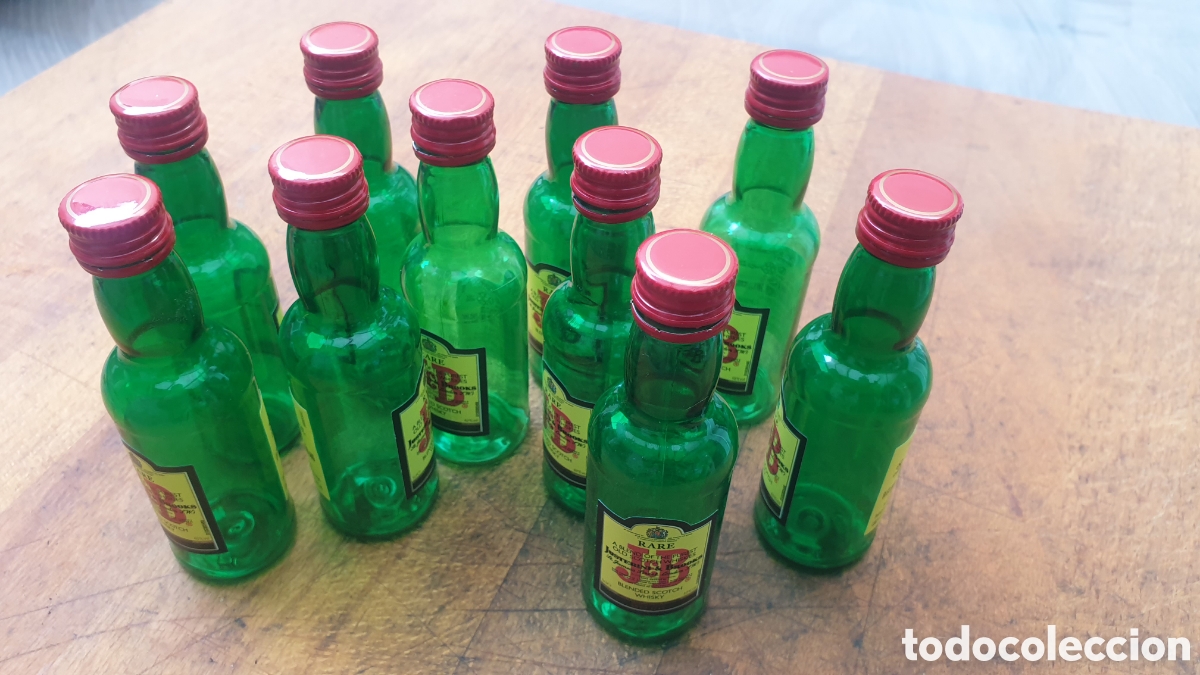 Botellas antiguas: Diez botellines vac&iacute;os de 5 cl de JB - Foto 2