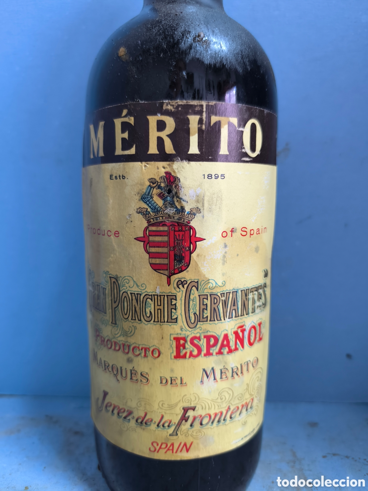 Botellas antiguas: Gran Ponche Cervantes, Marqu&eacute;s del M&eacute;rito - Foto 2