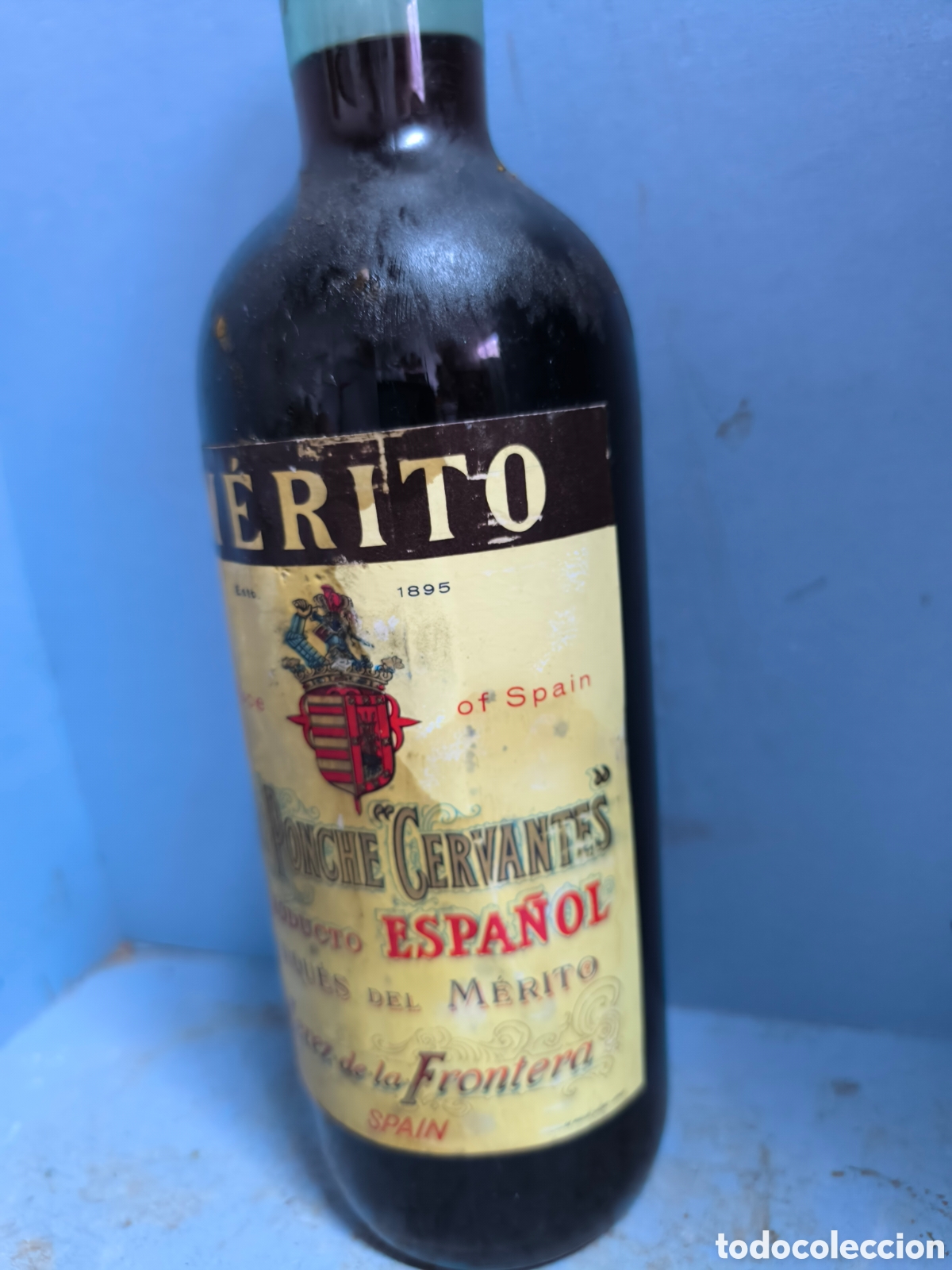 Botellas antiguas: Gran Ponche Cervantes, Marqu&eacute;s del M&eacute;rito - Foto 5