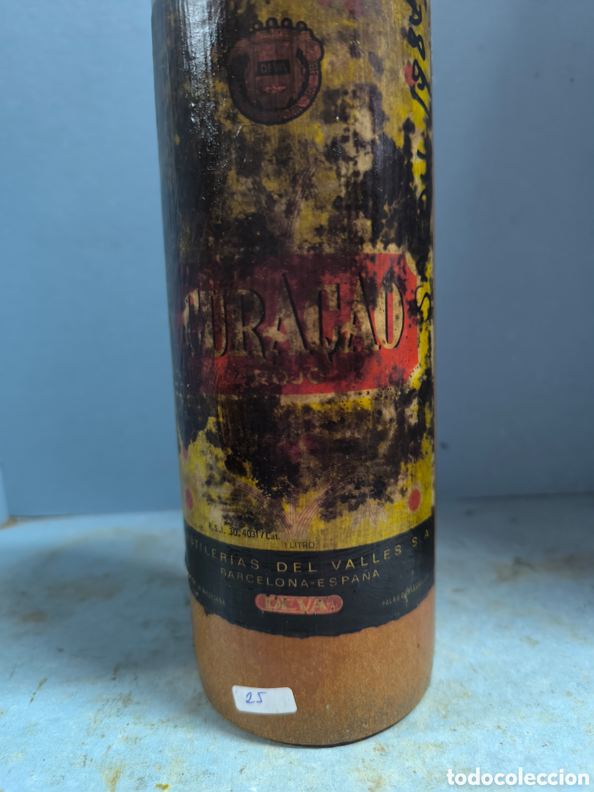 Botellas antiguas: BOTELLA DE GREES, BARRO CURAZAO llena - Foto 2