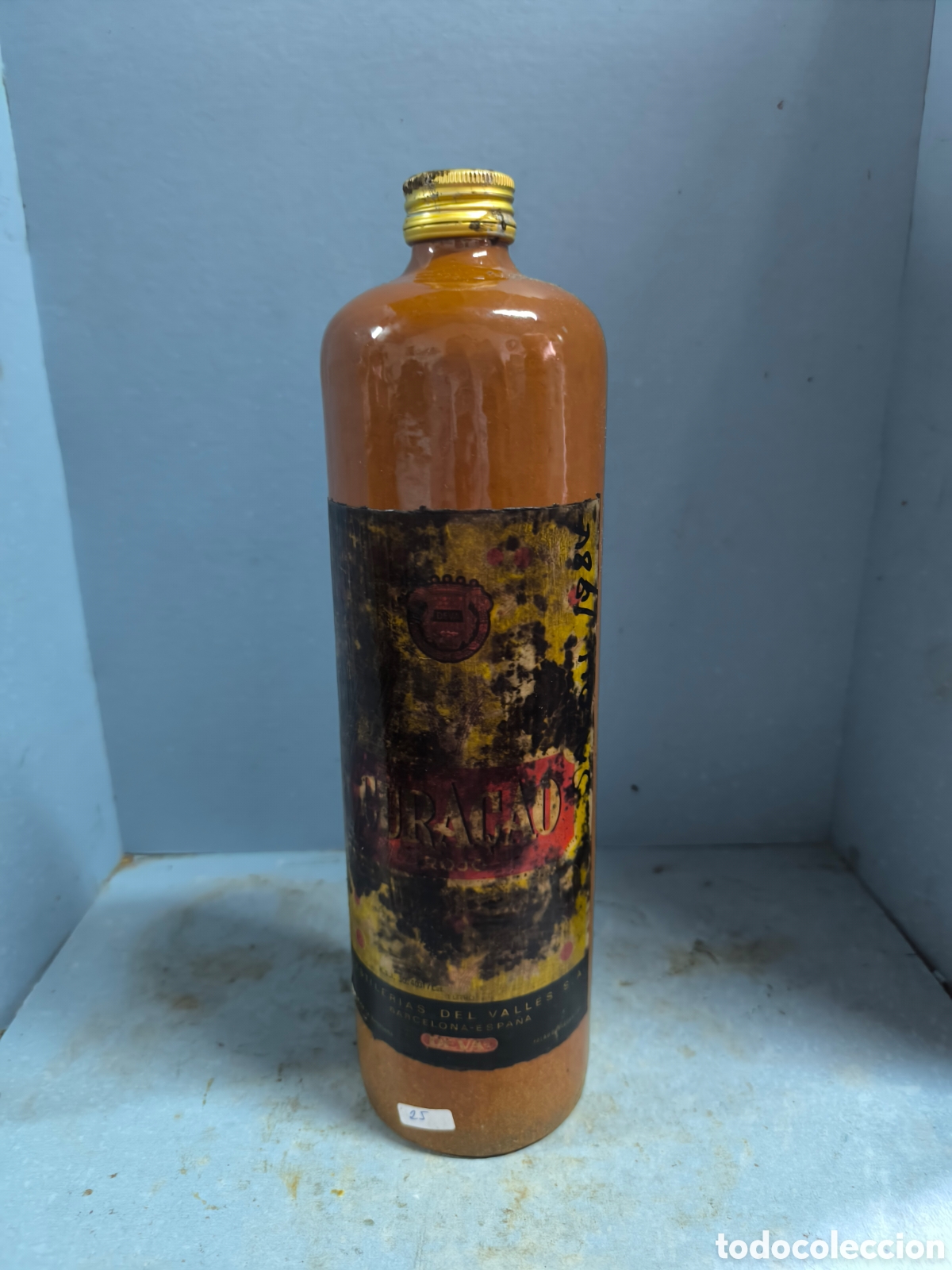 Botellas antiguas: BOTELLA DE GREES, BARRO CURAZAO llena - Foto 1