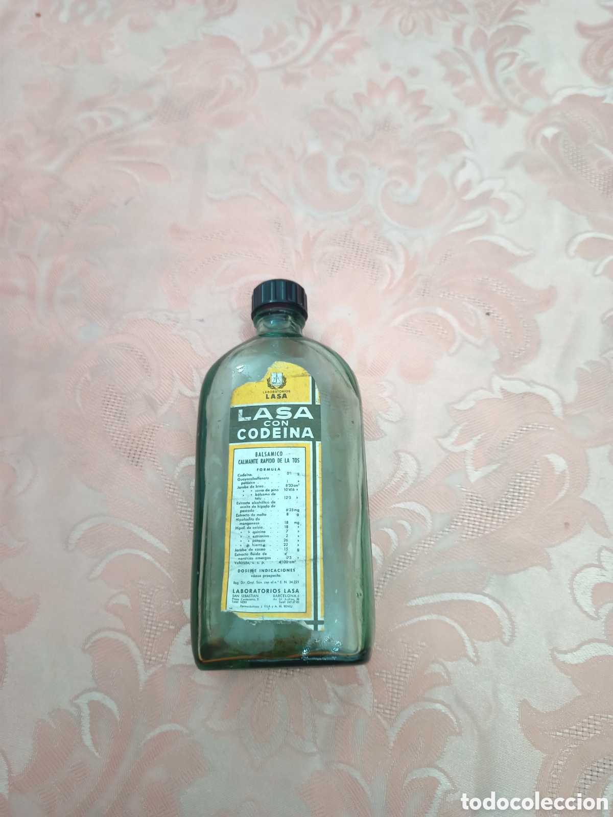 Botellas antiguas: A tiguo frasco de Lasa con Codeina. - Foto 1