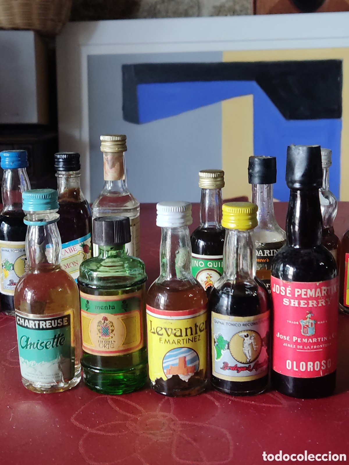 Botellas antiguas: 13 botellines cristal de licores - Foto 2