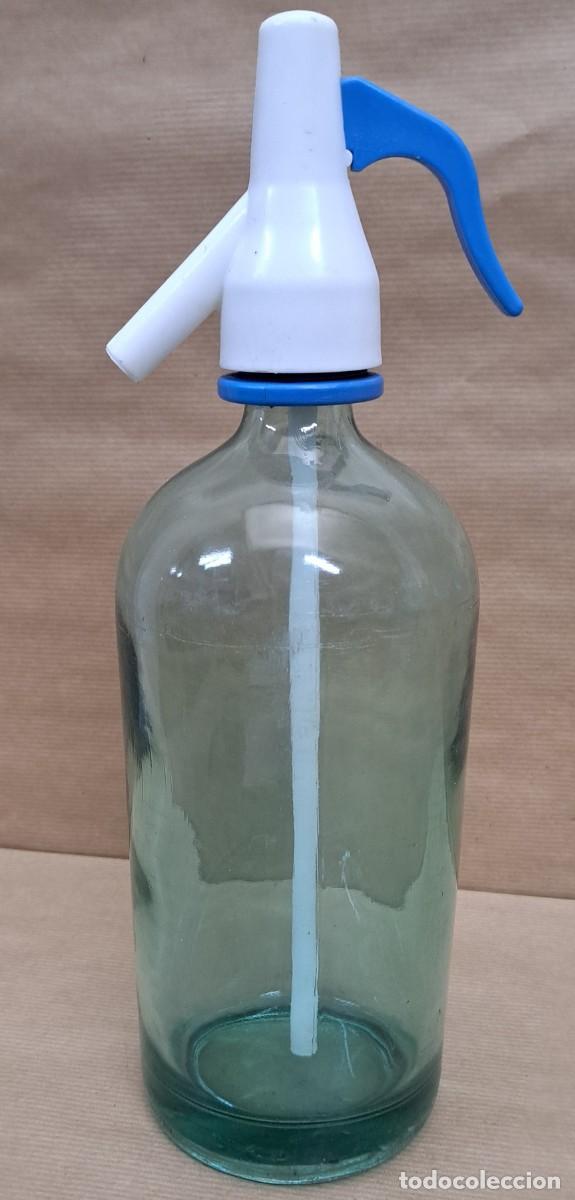 Botellas antiguas: Sif&oacute;n cristal verde, sin marca - Foto 1