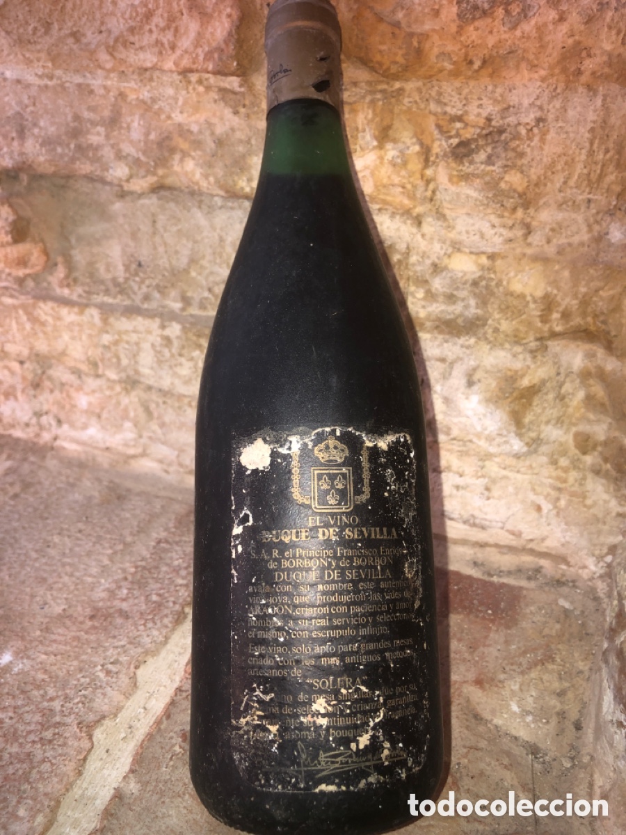 Botellas antiguas: Antigua botella duque de Sevilla - Foto 2