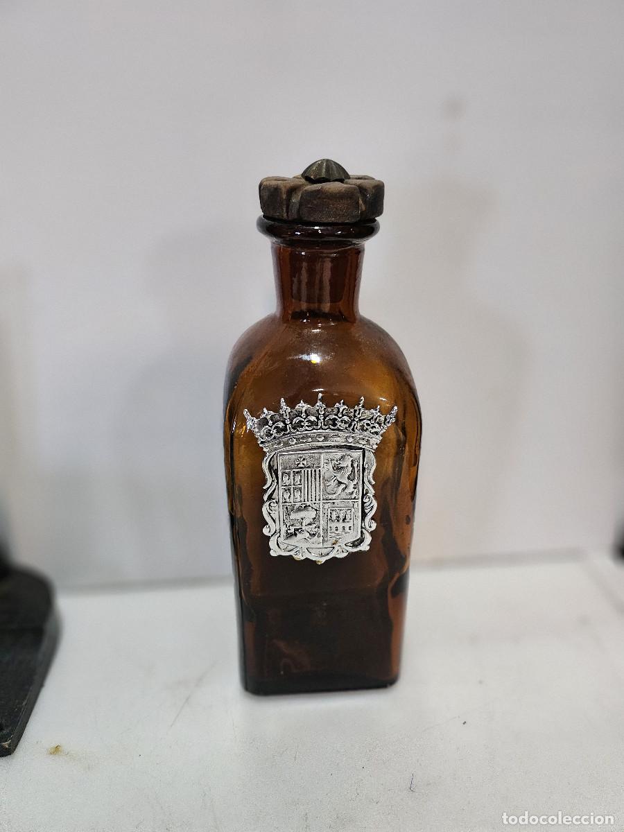 Botellas antiguas: botella de cristal marron - Foto 1