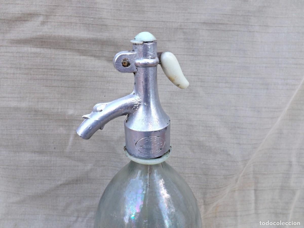 Botellas antiguas: ANTIGUO SIFON CON CABEZA DE PLOMO - Foto 1