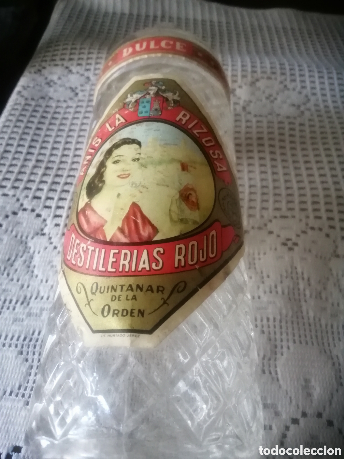 Botellas antiguas: BOTELLA DE AN&Iacute;S LA RIZOSA. VAC&Iacute;A - Foto 3
