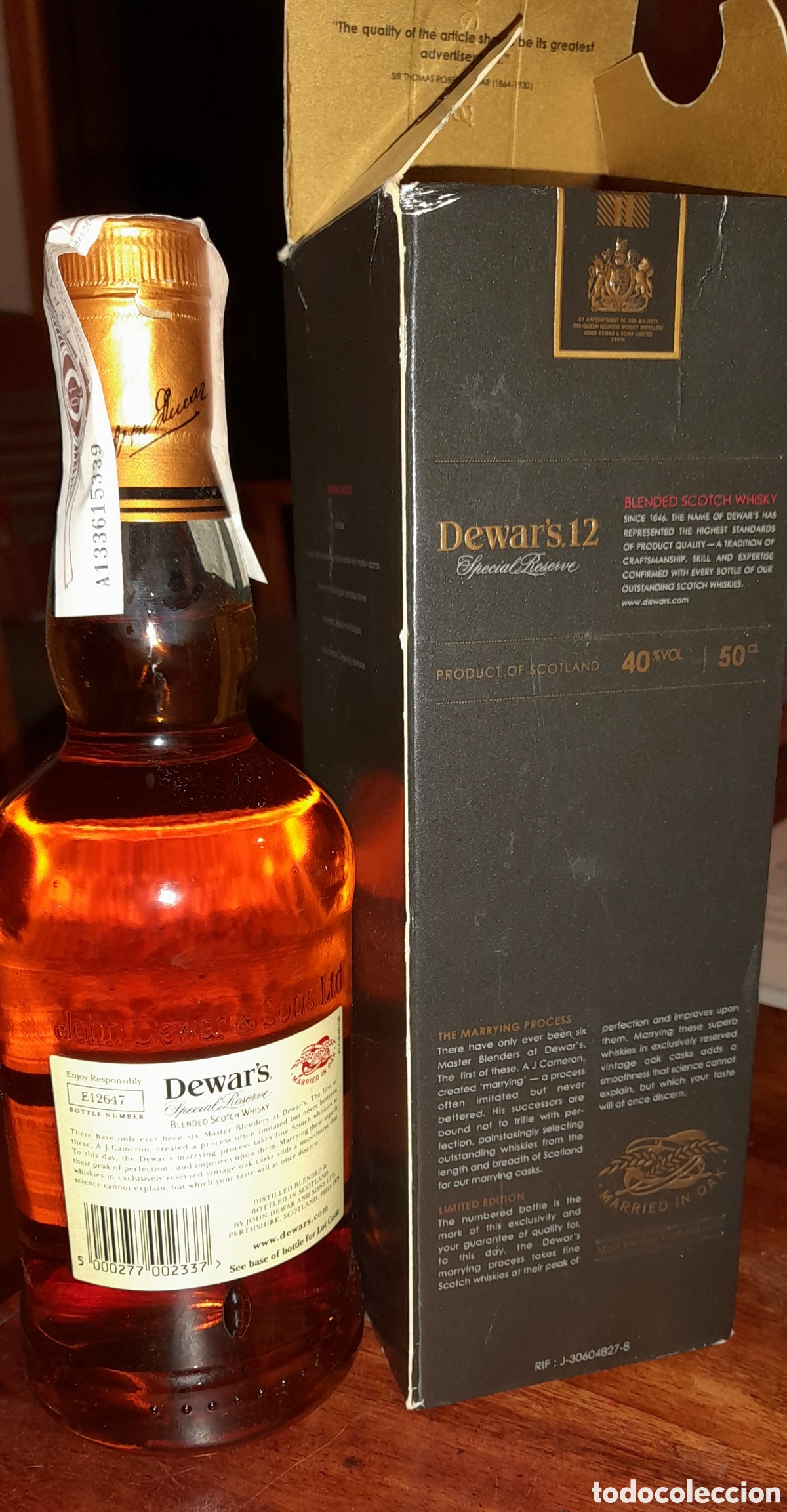 Botellas antiguas: Botella DEWARS 12 Reserva especial - Foto 2