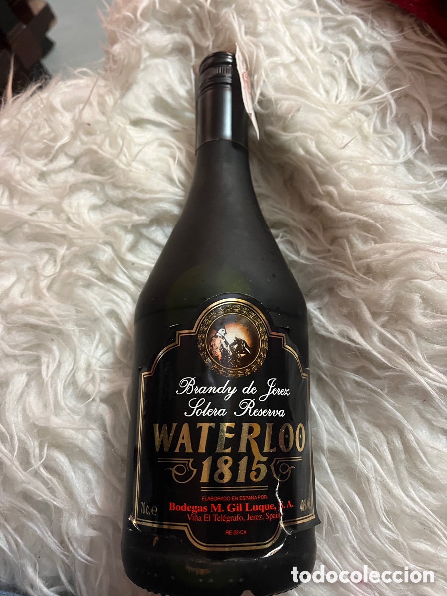 Botellas antiguas: Botella Brandy de Jerez Solera reserva Waterloo 1815 - Foto 4