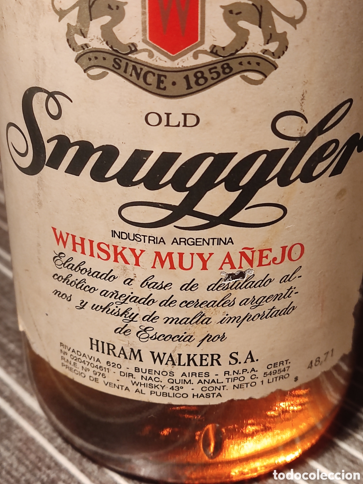 Botellas antiguas: Whisky Smuggler 1 litro - Foto 6