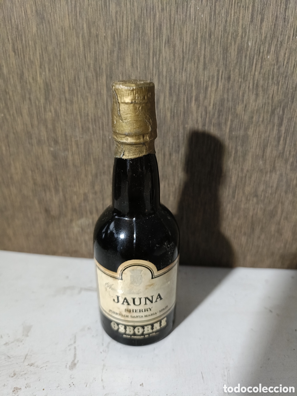 Botellas antiguas: Mini botella de sherry Jauna - Foto 1
