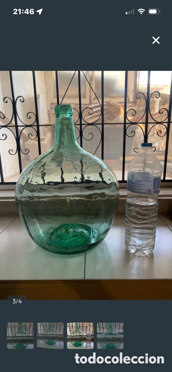 Botellas antiguas: Damajuana vidrio verde - Foto 2