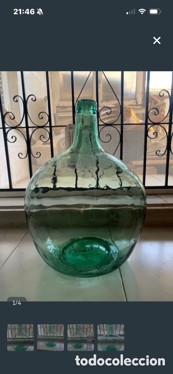 Botellas antiguas: Damajuana vidrio verde - Foto 3