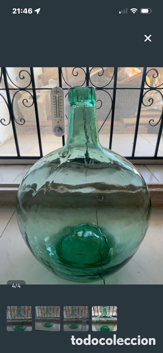 Botellas antiguas: Damajuana vidrio verde - Foto 1