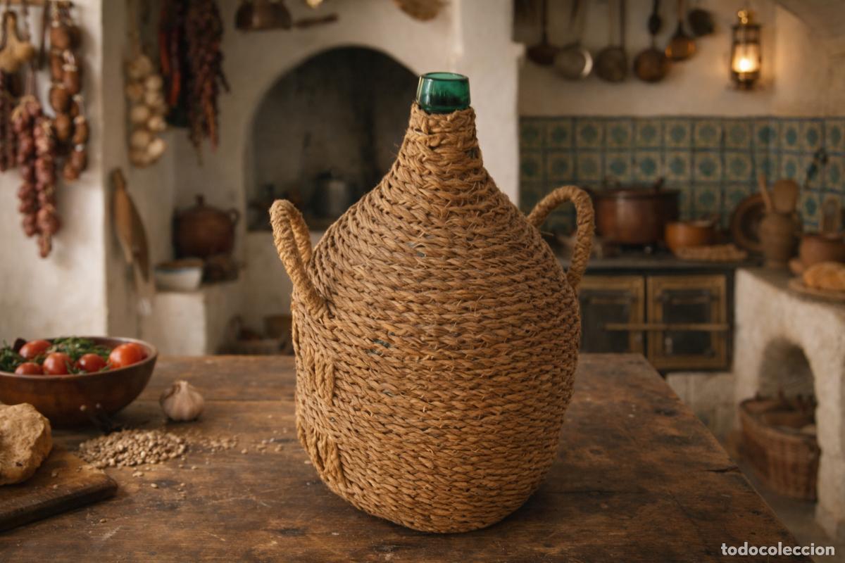 Alte Flaschen: DAMAJUANA recubierta de esparto (VIRESA)