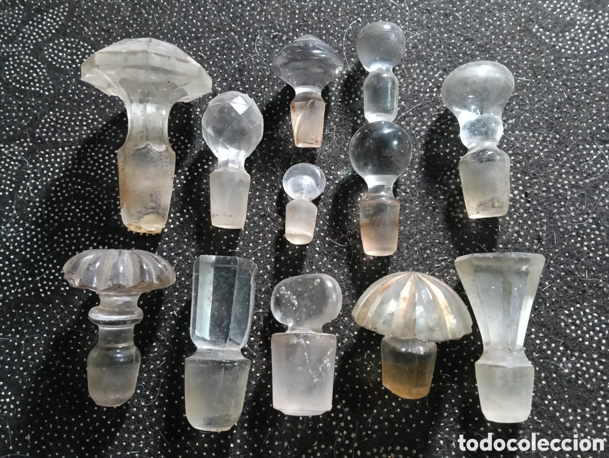 Botellas antiguas: 1890-1930 Conjunto de 12 tapones de cristal, diferentes tama&ntilde;os