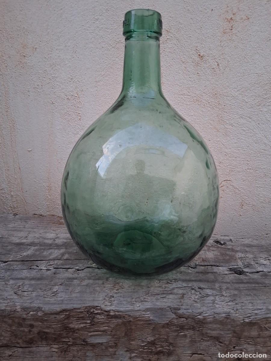 Botellas antiguas: Garrafa botella damajuana peque&ntilde;a de 4 litros de cristal marca Viresa