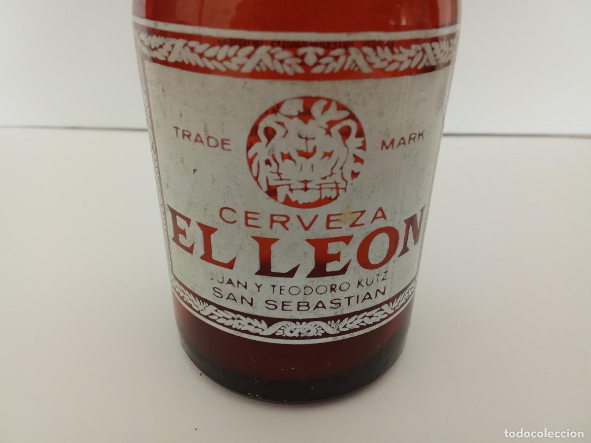 Botellas antiguas: Botell&iacute;n cerveza El Le&oacute;n San Sebasti&aacute;n vac&iacute;a