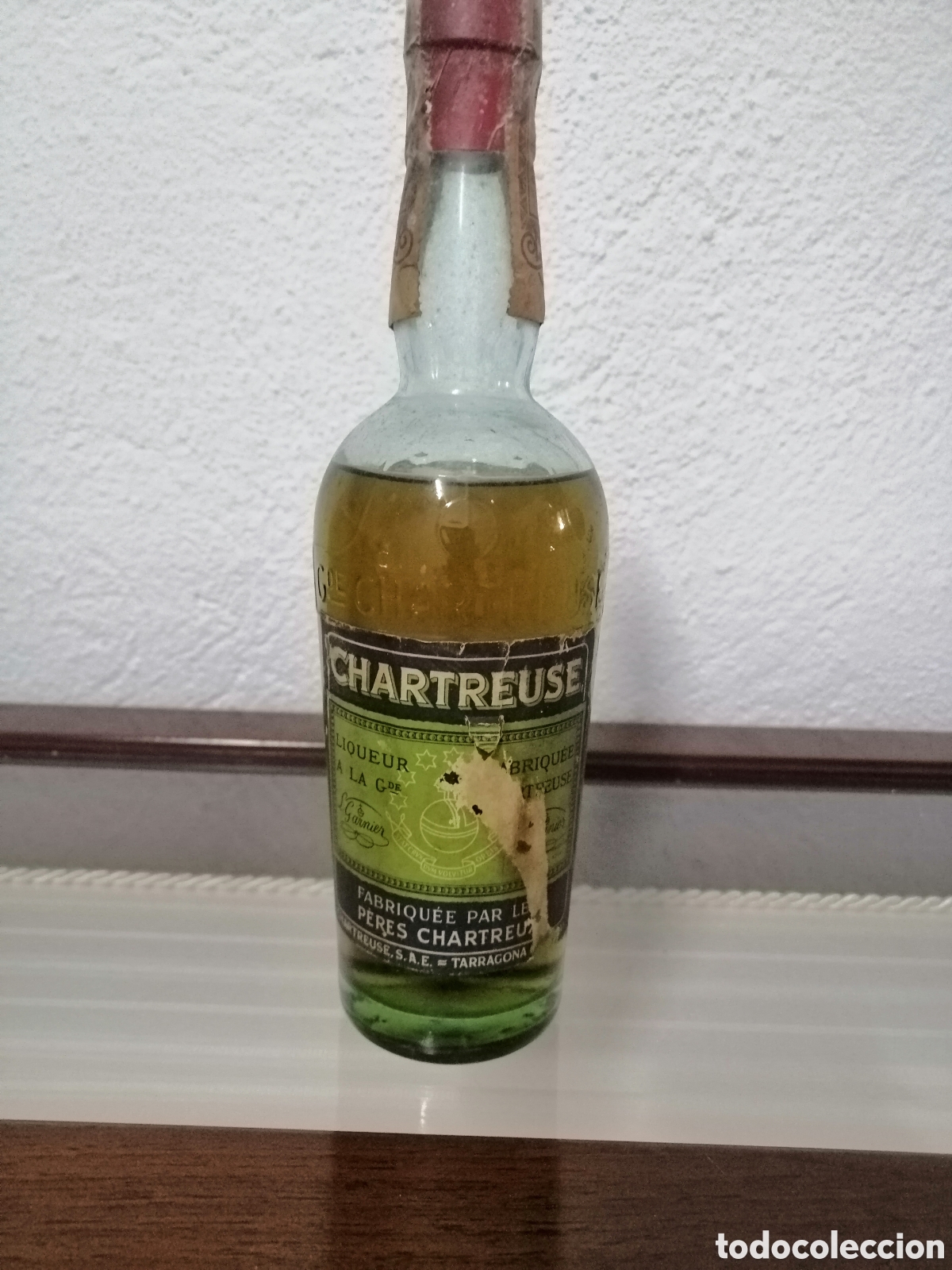 Botellas antiguas: Antigua Botella Chartreuse etiqueta de un centimo