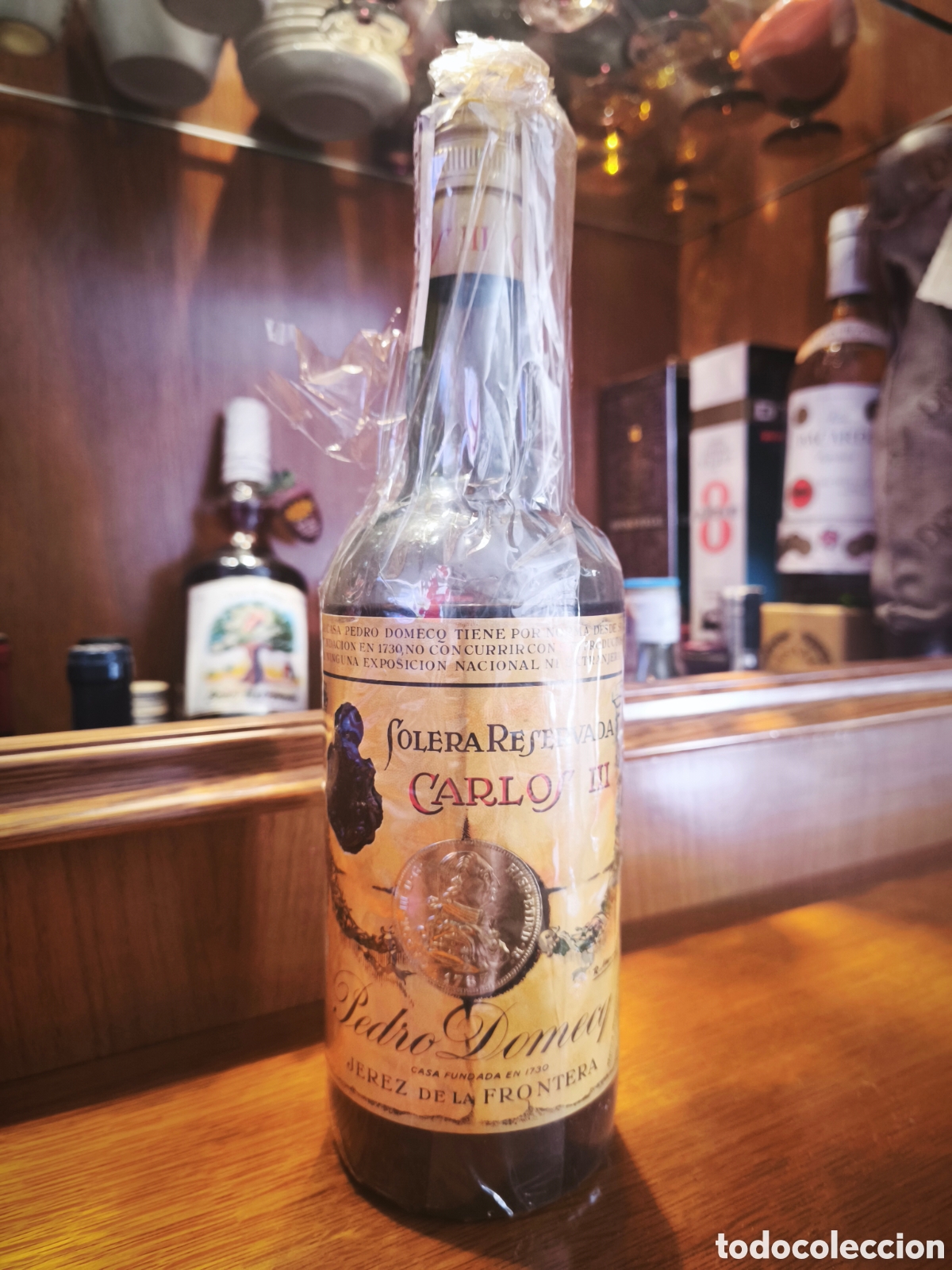 Botellas antiguas: Brandy vamos III Solera Reserva