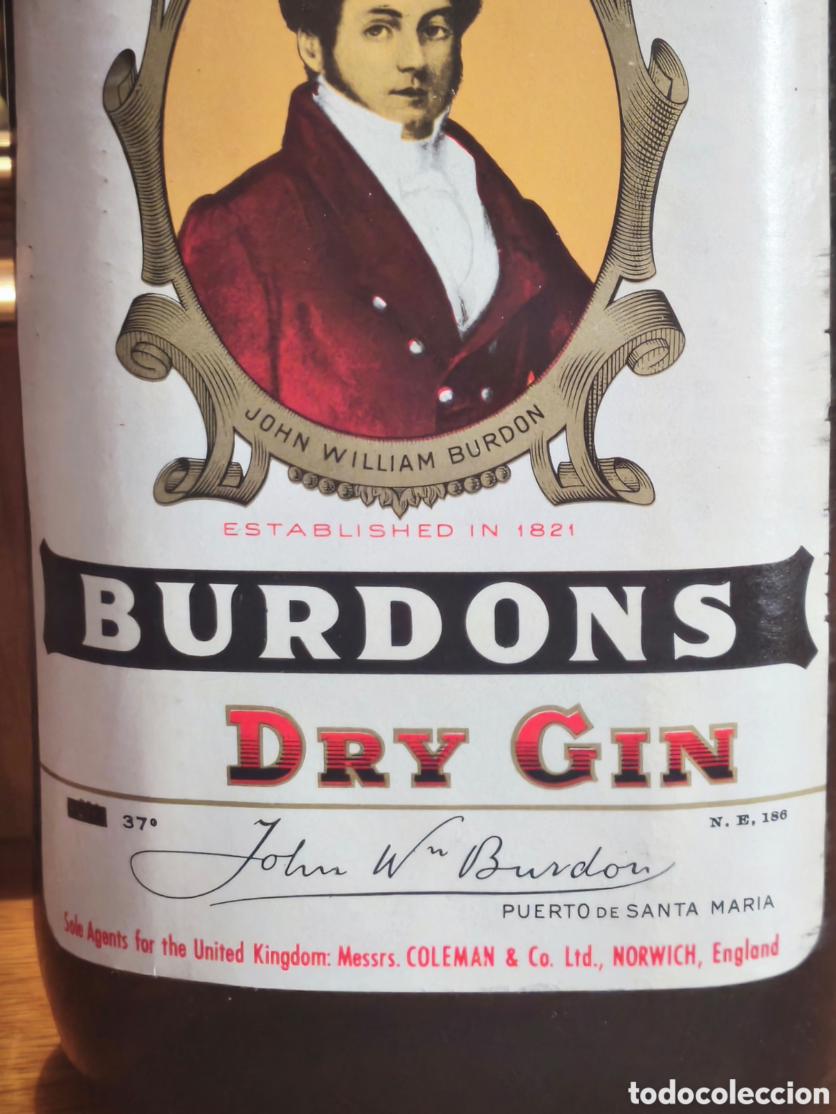 Botellas antiguas: Botella de Burdons Dry Gin - Foto 5