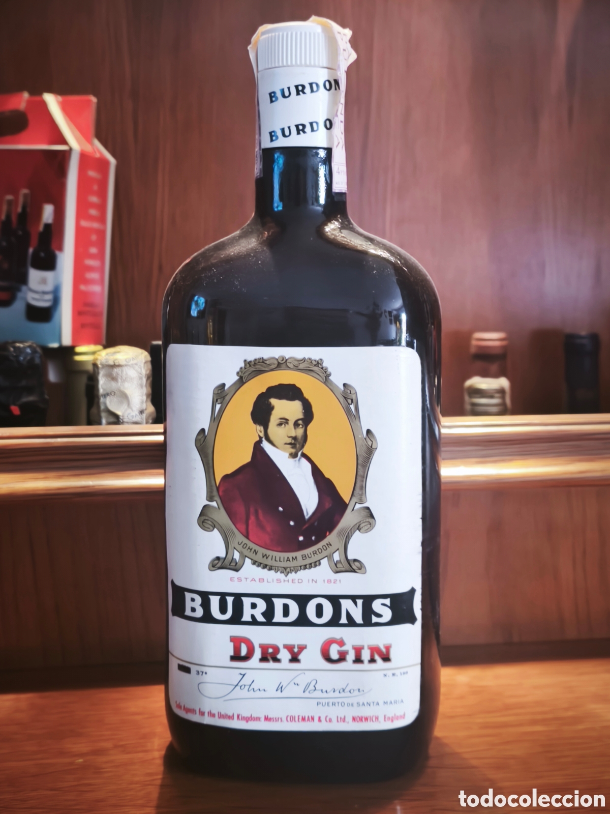 Botellas antiguas: Botella de Burdons Dry Gin - Foto 1