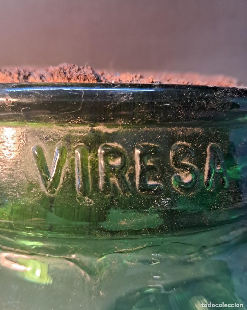 Botellas antiguas: ANTIGUO TARRO DE CRISTAL VERDE - Foto 4