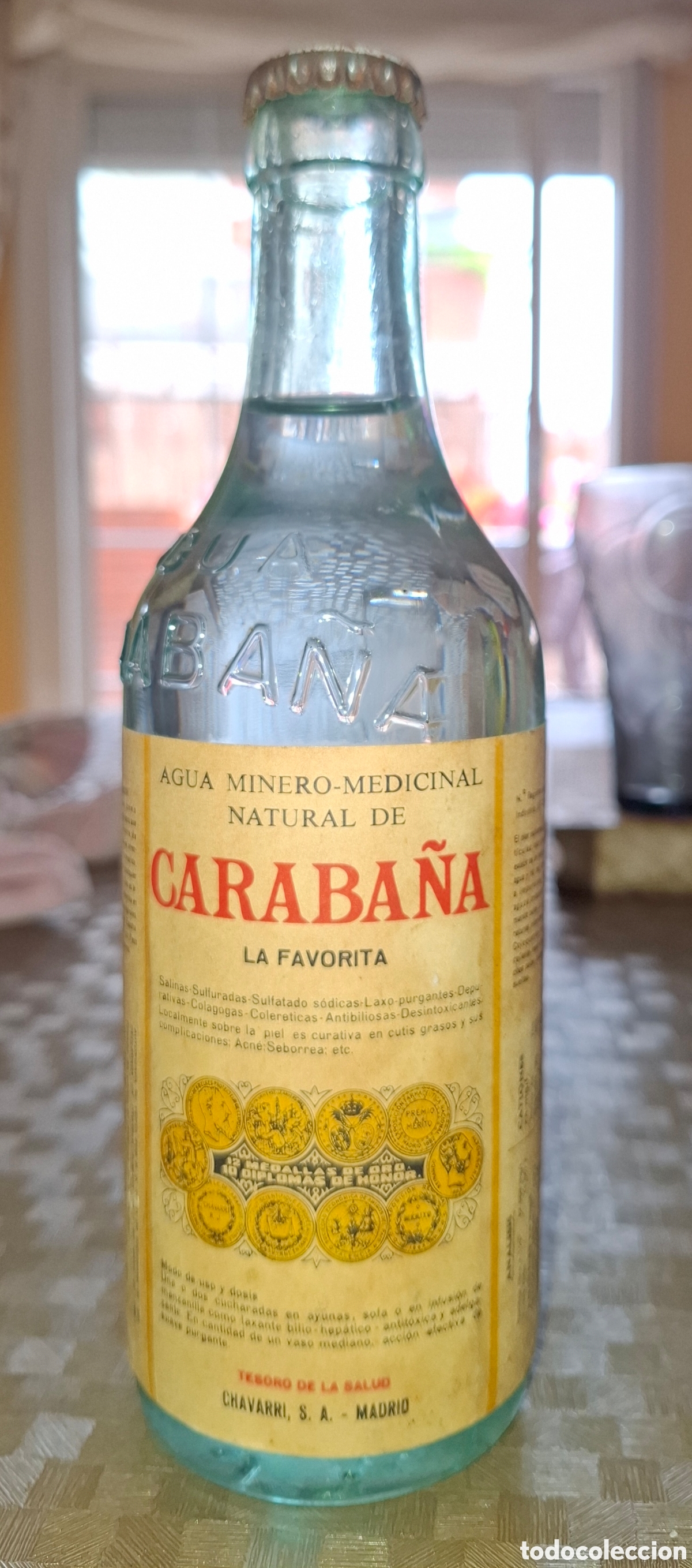Botellas antiguas: Botella Agua de Caraba&ntilde;a sin abrir antigua