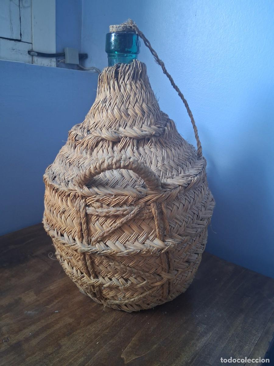 Botellas antiguas: Garrafa botella damajuana de 8 litros cristal marca V. Levante forrada esparto bodega vino almazara
