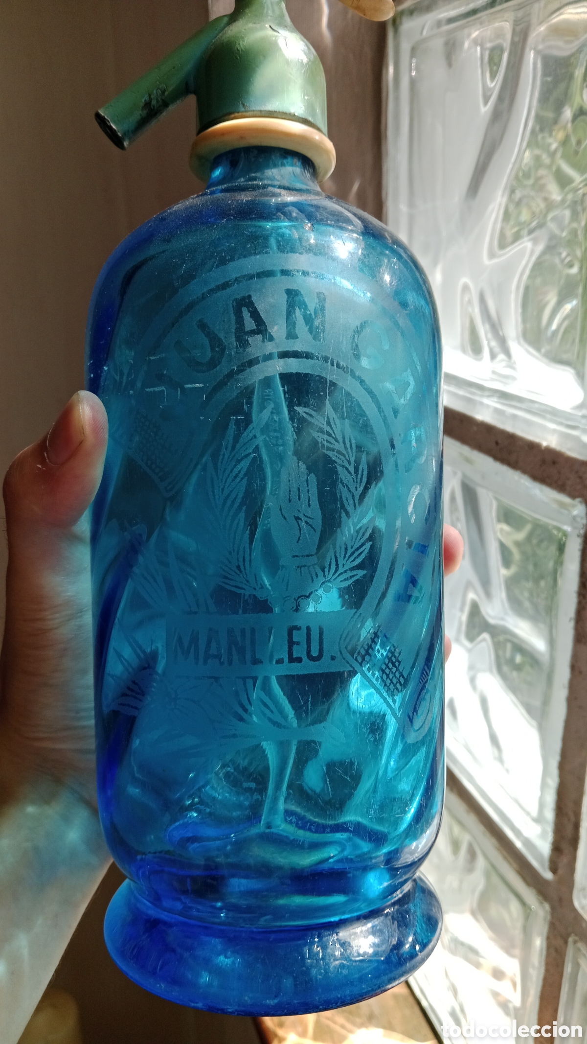 Botellas antiguas: Antiguo Sif&oacute;n Azul. JUAN GARC&Iacute;A MANLLEU - Barcelona