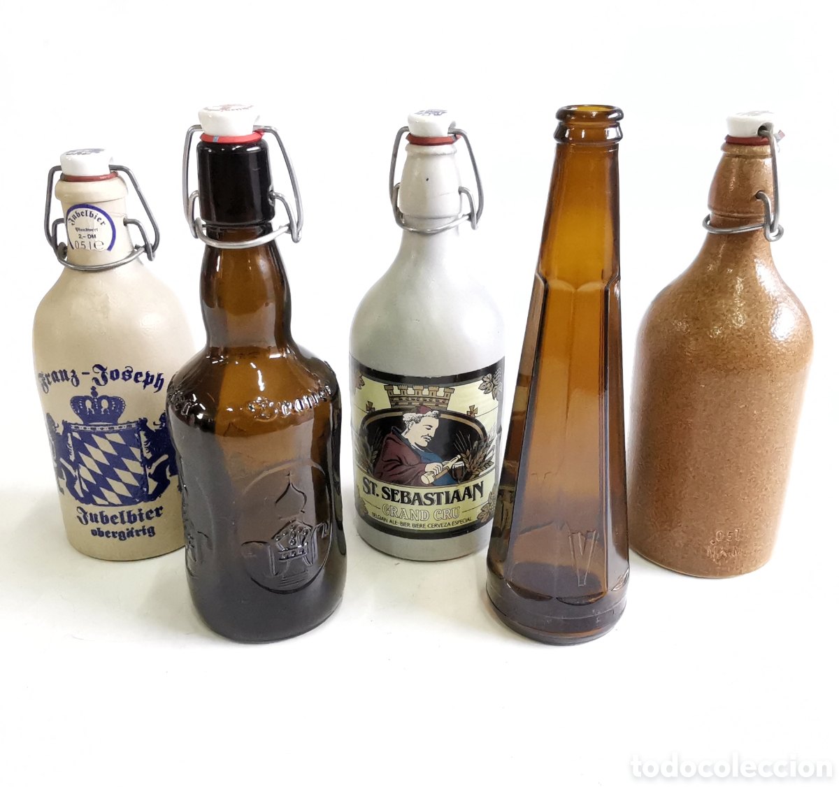 Botellas antiguas: CONJUNTO DE BOTELLAS ANTIGUAS DE CERVEZA VACIAS