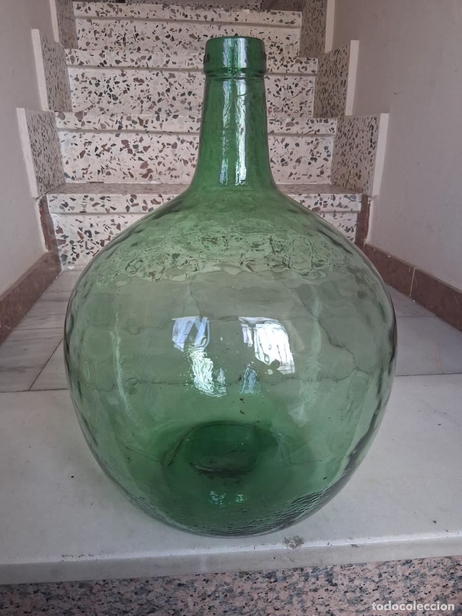 Botellas antiguas: Damajuana arroba 16 litros garrafa botella de cristal color verde claro Viresa