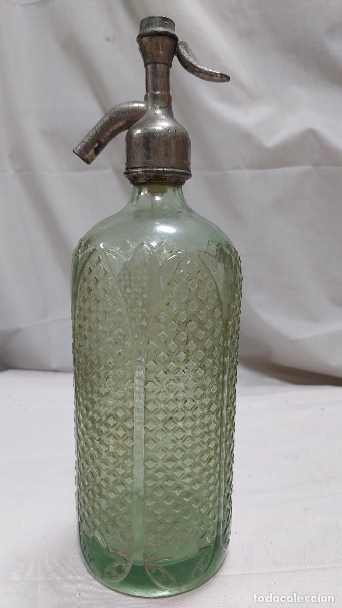 Botellas antiguas: Antigua sif&oacute;n relieve viudas de Vilella y compa&ntilde;&iacute;a.