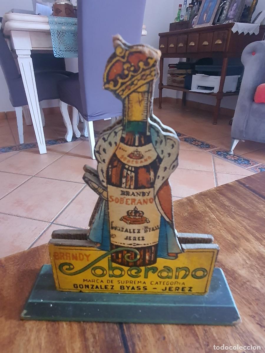 Botellas antiguas: Servilletero publicitario antiguo de barra &ndash; Brandy Soberano (Gonz&aacute;lez Byass, Jerez)