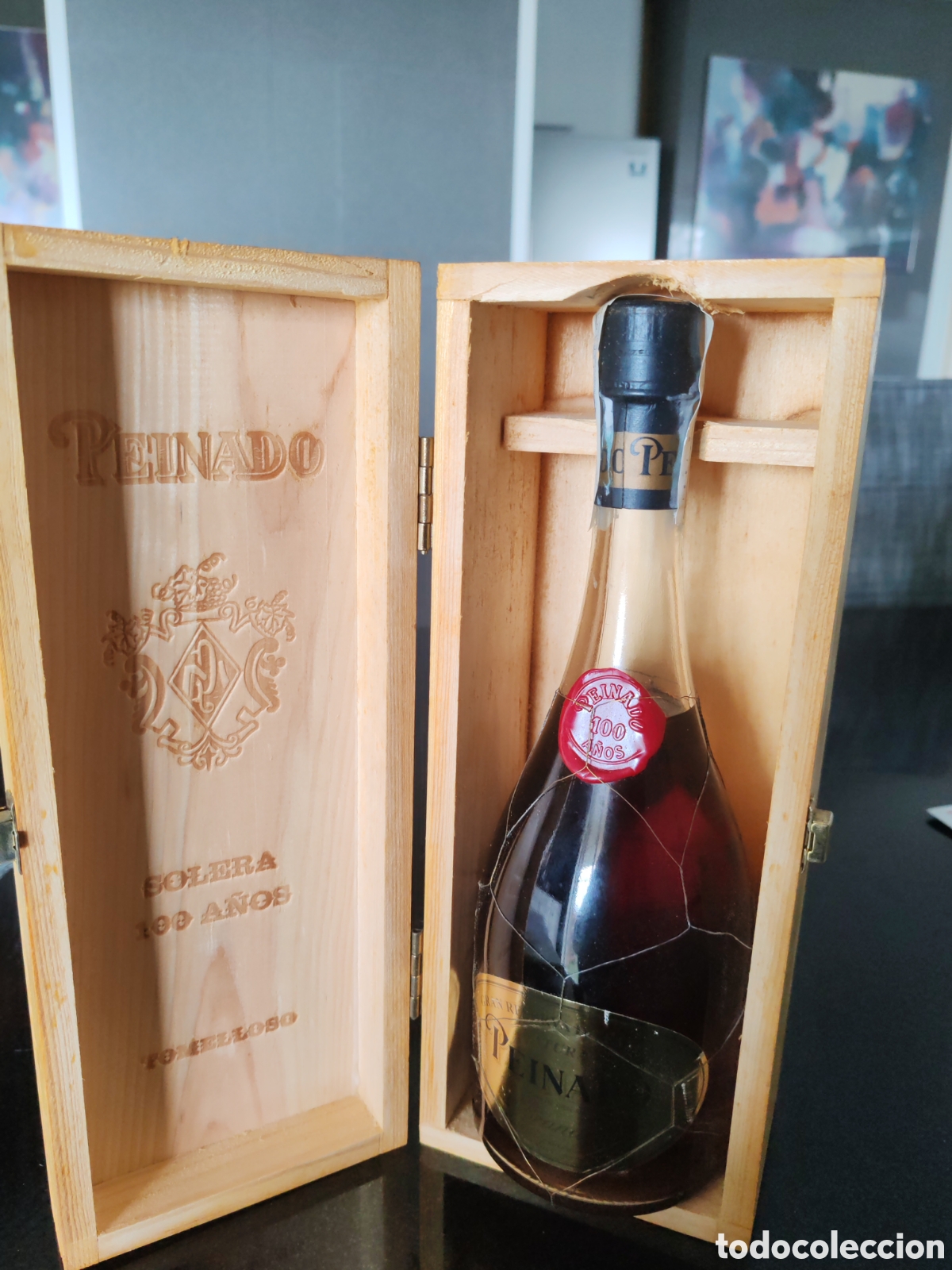 Botellas antiguas: Peinado Brandy con caja