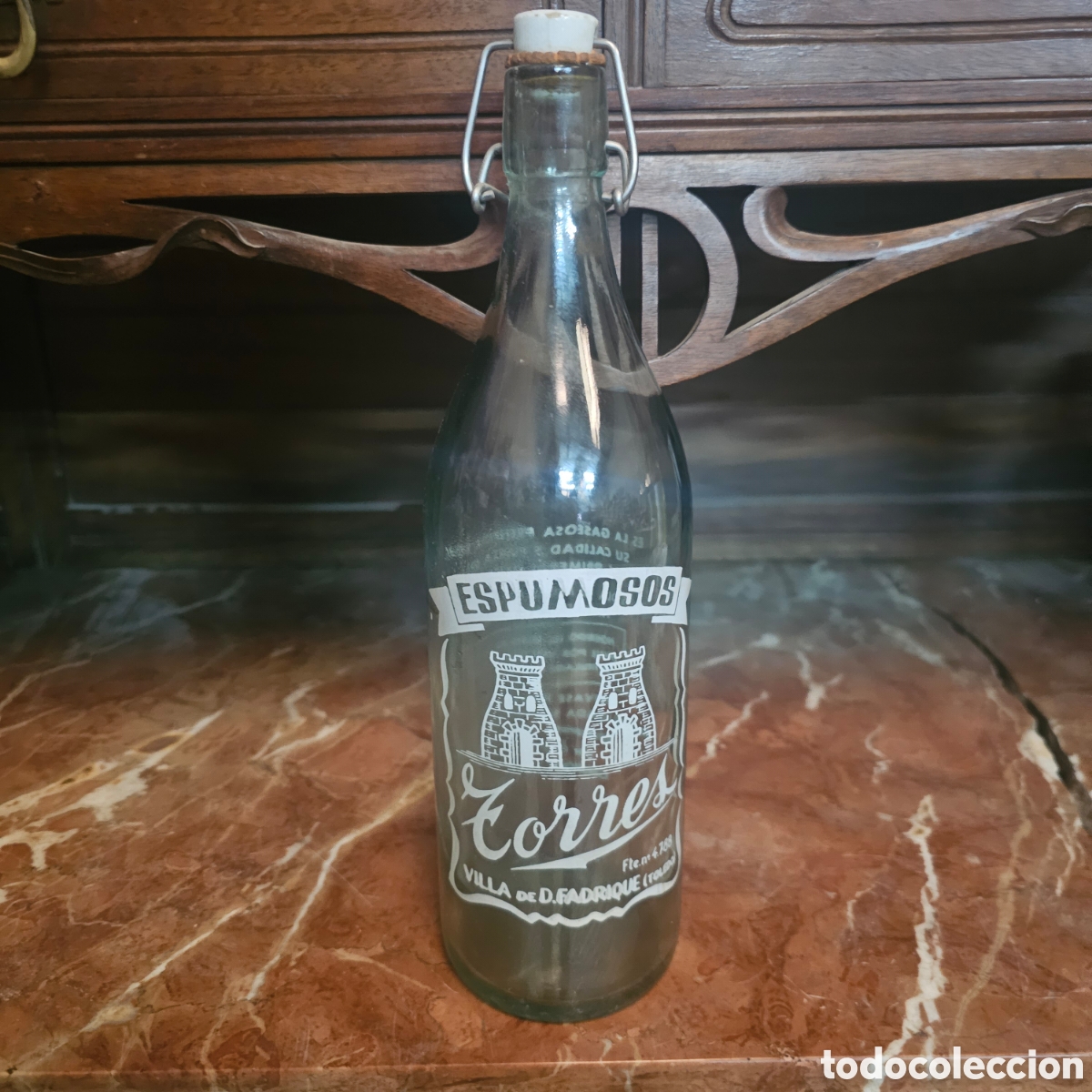Botellas antiguas: BOTELLA GASEOSA ESPUMOSOS TORRES VILLA DE DON FADRIQUE