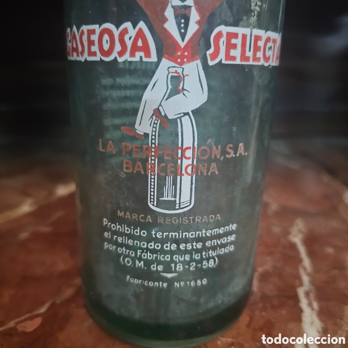 Botellas antiguas: Botella gaseosa selecta La Perfecci&oacute;n - Foto 2
