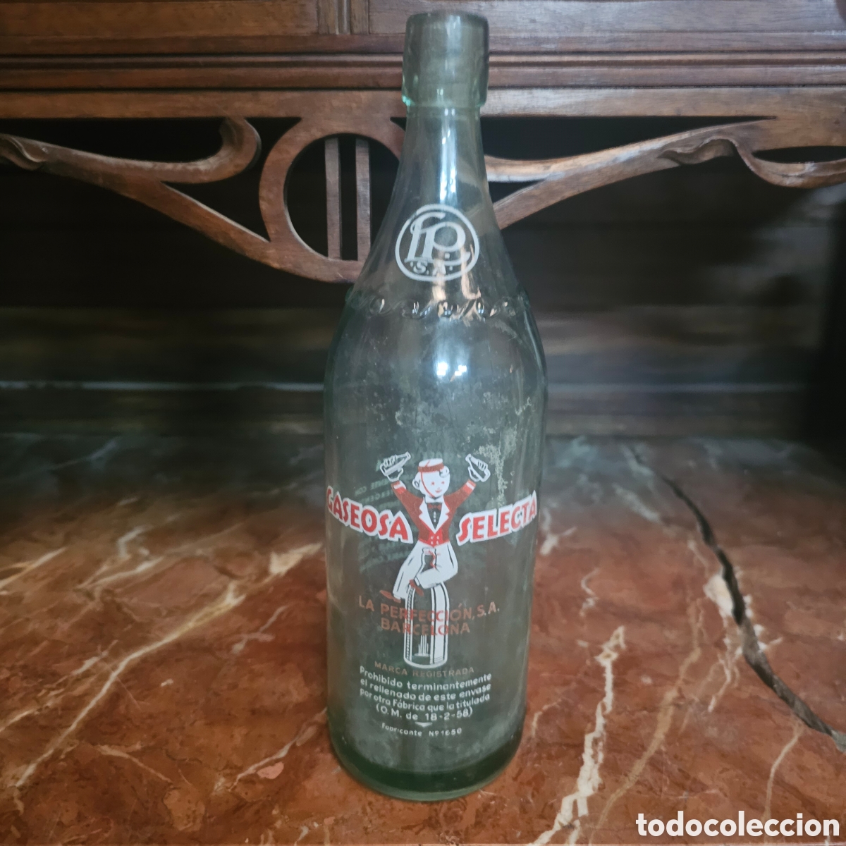 Botellas antiguas: Botella gaseosa selecta La Perfecci&oacute;n - Foto 1