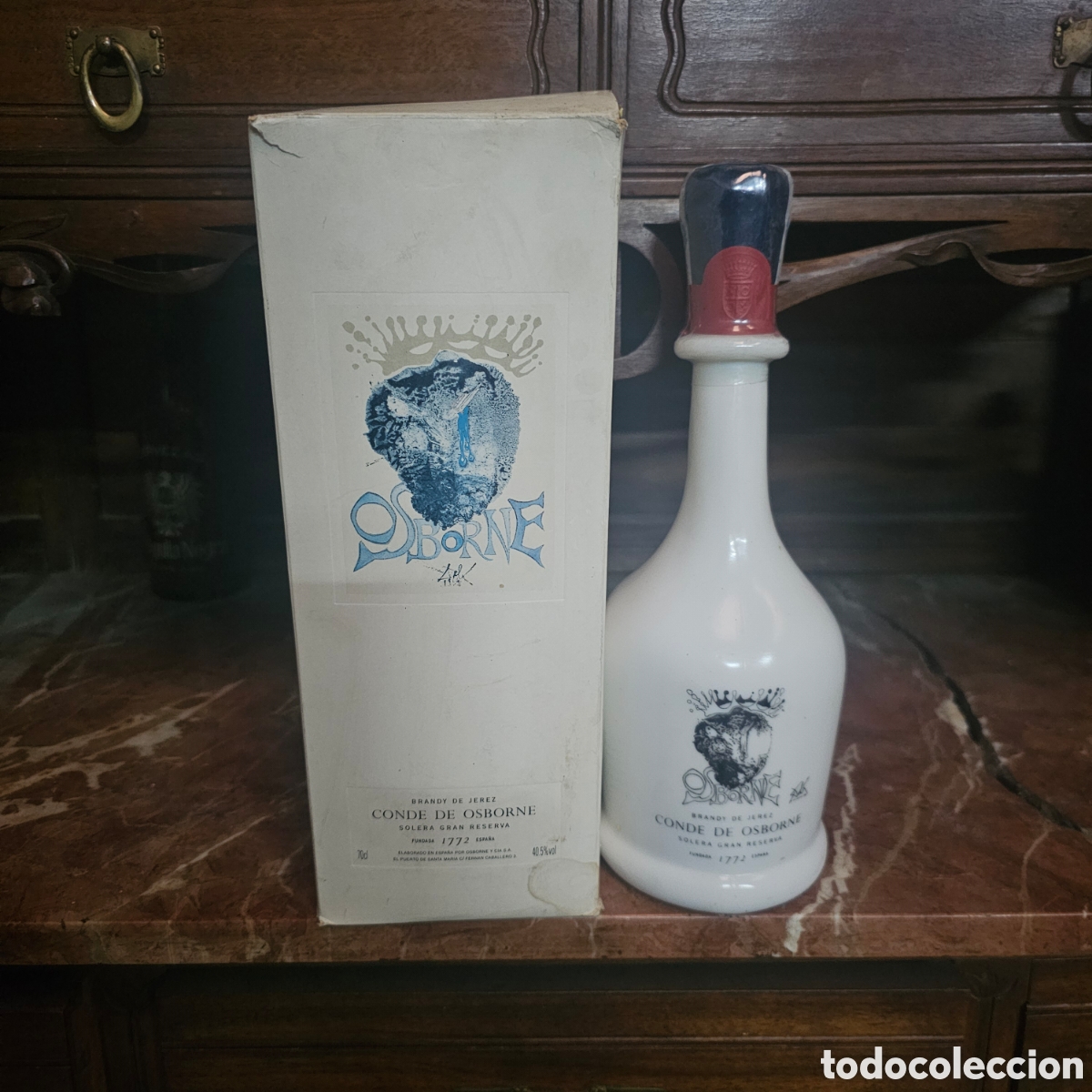Botellas antiguas: Antigua Botella de Brandy Jerez Conde de Osborne Solera Gran Reserva